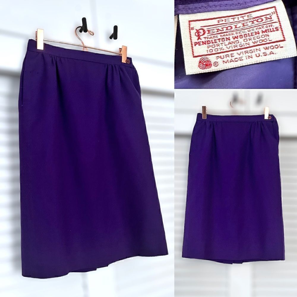 Pendleton Purple Virgin Wool Pencil Skirt Size 2 Petite